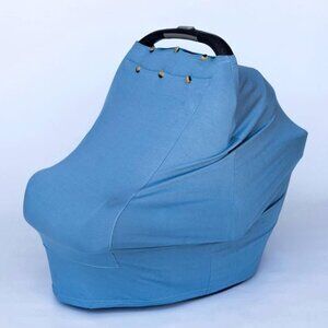 Snuggle Shield Infant Carrier Cover / Nursing Cover + 6 Extra Filters Denim Blue